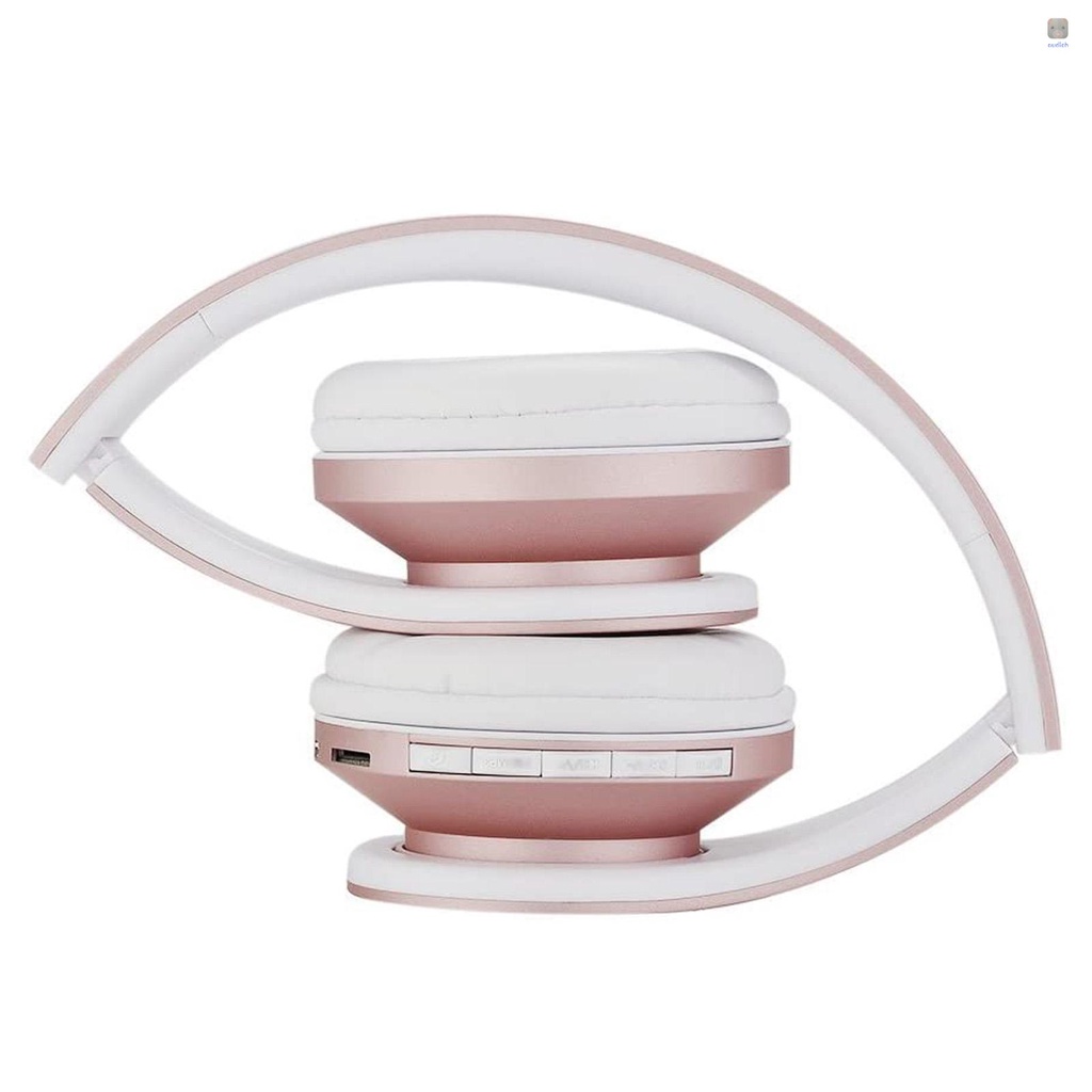 Tai Nghe Chụp Tai Andoer Bluetooth Không Dây Jack 3.5mm Có Thể Gập Lại Hỗ Trợ Thẻ TF Đài FM Cho Điện Thoại Máy Tính Bảng Laptop (Màu Vàng Hồng)