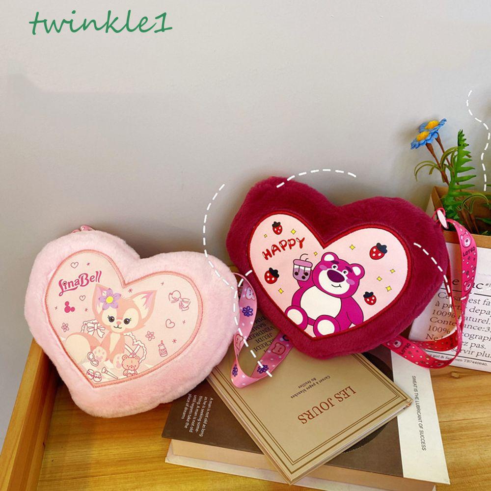 Túi Xách Đeo Vai Họa Tiết Trái Tim Hoạt Hình Lấp Lánh Dễ Thương