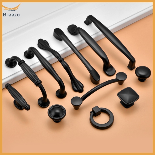 Tay Nắm Cửa Tủ Bằng Hợp Kim Nhôm Màu Đen Hiện Đại