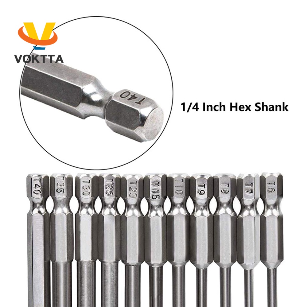 Bộ 12 Mũi Tua Vít Lục Giác Từ Tính 1 / 4 "S2 Bằng Thép 50mm / 75mm / 100mm