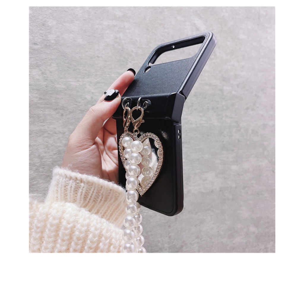 Ốp Điện Thoại Nắp Gập Mặt Gương Màu Trơn Đính Trái Tim Cho Samsung Galaxy Z Flip 3 5G Z Flip3 Zflip3 Flip 4