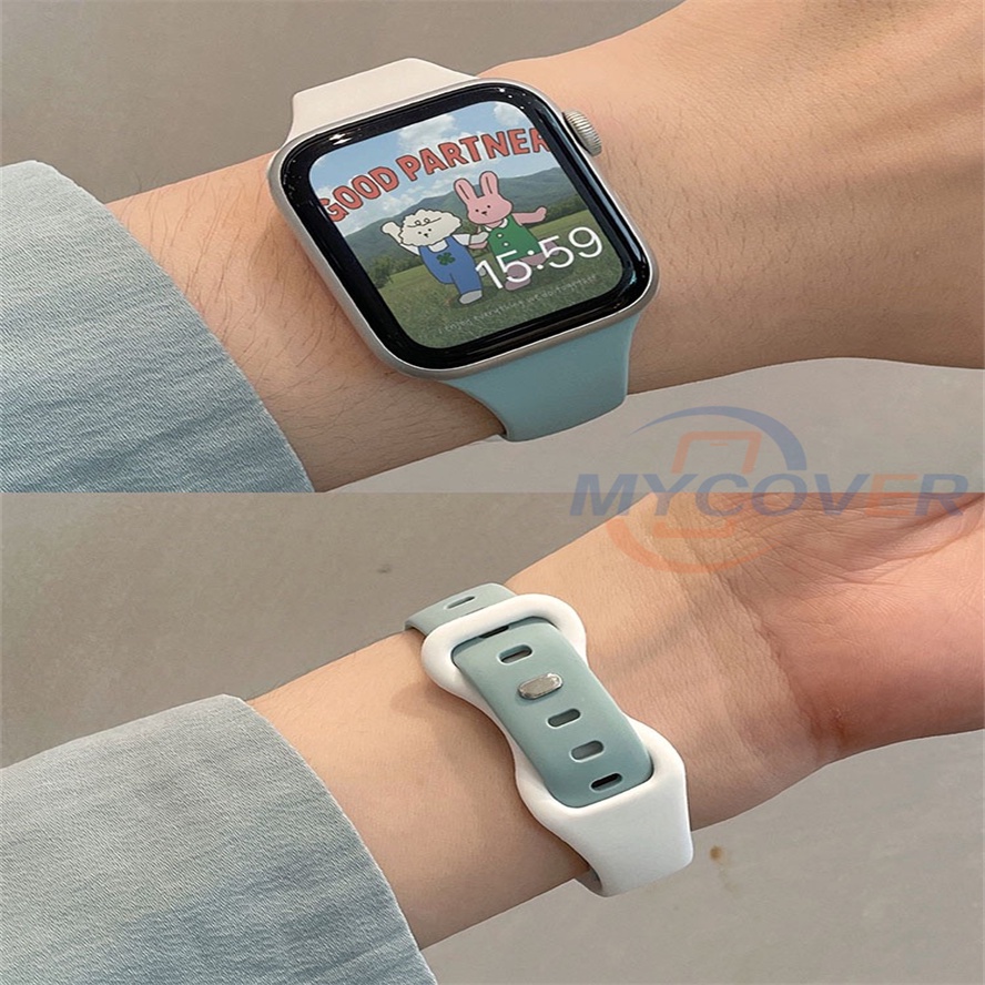 Dây Đeo Silicon Mềm Nhiều Màu Sắc Cho Đồng Hồ Thông Minh Series 7 6 SE 5 4 3 2 1 Kích Thước 41mm 45mm 44mm 42mm 40mm 38mm