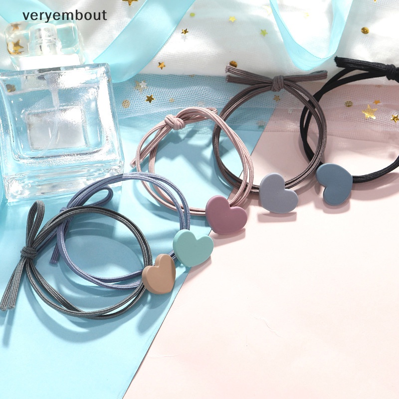 Dây Buộc Tóc Cao Su Co Giãn Hình Nơ Trái Tim Phong Cách Hàn Quốc Cho Nữ