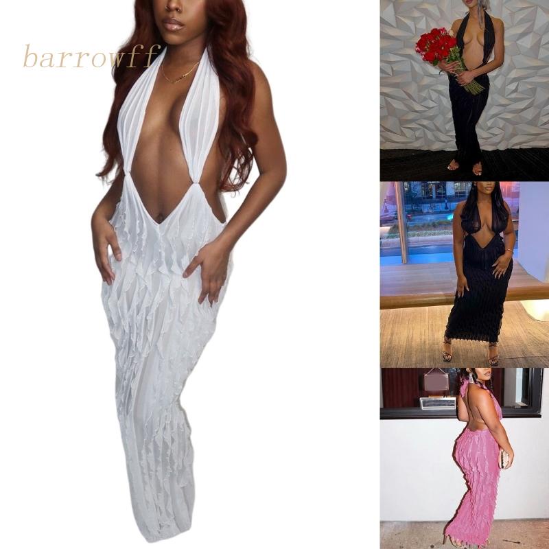 Đầm không tay dáng ôm Phối Lưới Thiết Kế Hở Lưng Quyến Rũ