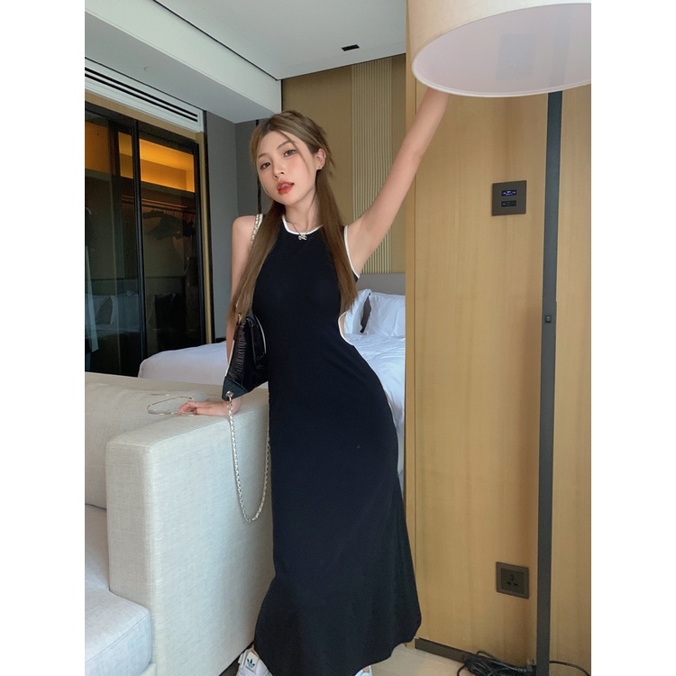 Áo Tank Top Sát Nách Ôm Eo Phối Màu Tương Phản Kiểu Hàn Quốc Thời Trang Mùa Hè Cho Nữ