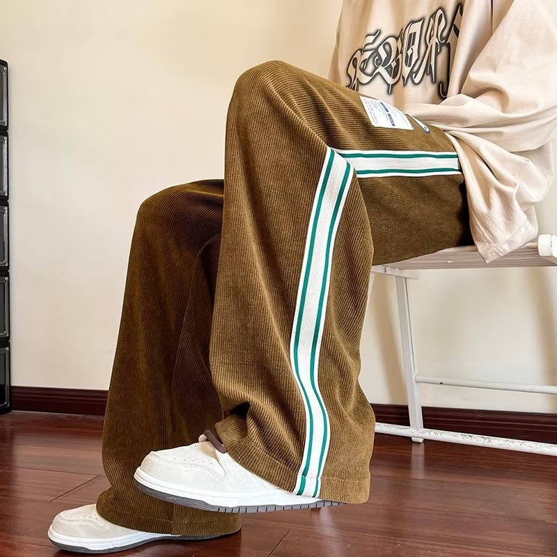 Quần ống rộng Họa Tiết Kẻ Sọc Thời Trang Phong Cách Hàn Quốc Cho Nam