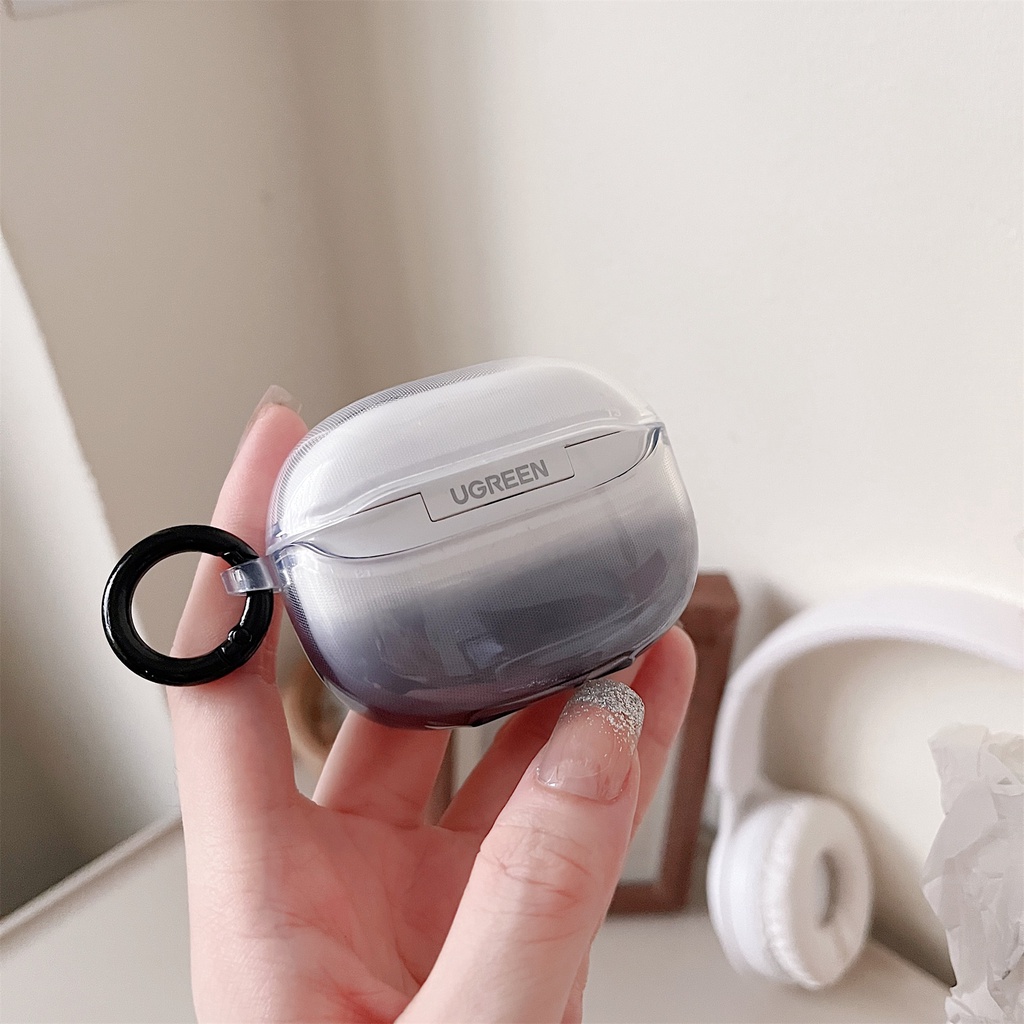 Vỏ Bảo Vệ Hộp Sạc Tai Nghe Không Dây UGREEN HiTune T3 TWS Bằng Silicon TPU Mềm Trong Suốt Chống Sốc Chống Rơi Kèm Móc