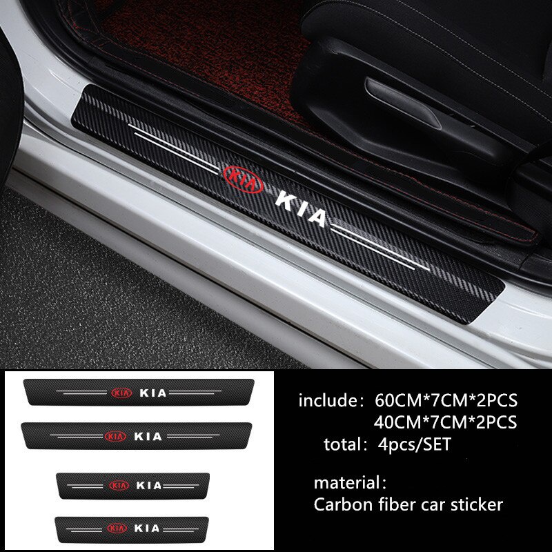 Bộ 4 Miếng Dán Bảo Vệ Cửa Xe Hơi Kia Bằng Sợi carbon