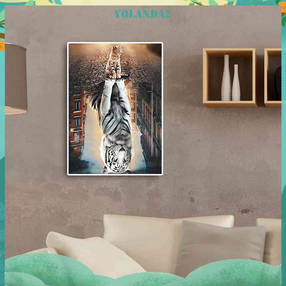 Tranh Đính Đá Kim Cương Toàn Bộ 5D DIY Hình Vẽ Mèo / Hổ