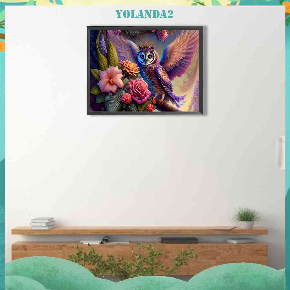 Tranh Đính Đá Kim Cương Toàn Bộ 5D DIY Hình Vẽ Hoa Chim Cú