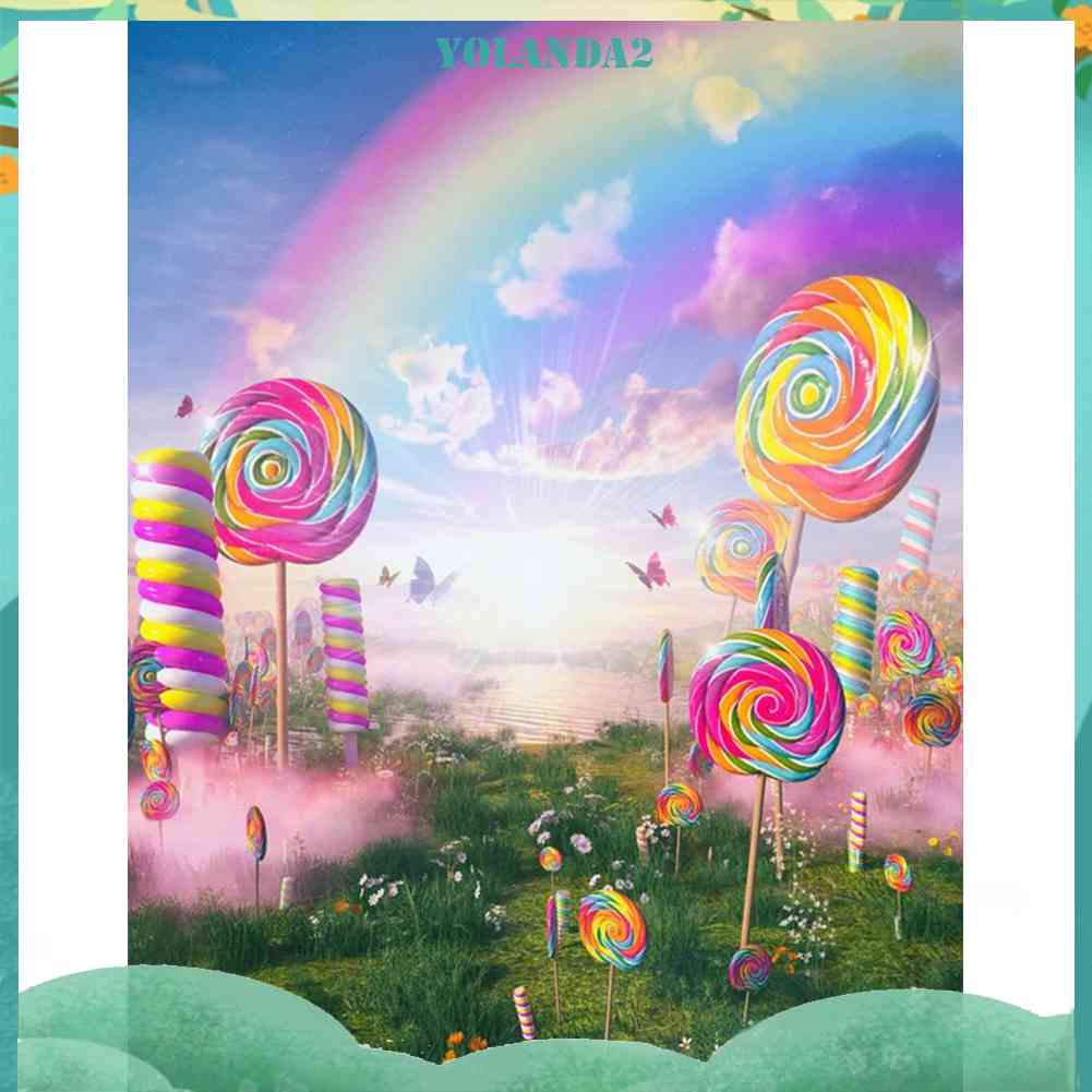 Tranh Đính Đá Kim Cương Toàn Bộ 5D DIY Hình Vẽ Kẹo Mút Trang Trí Nhà Cửa