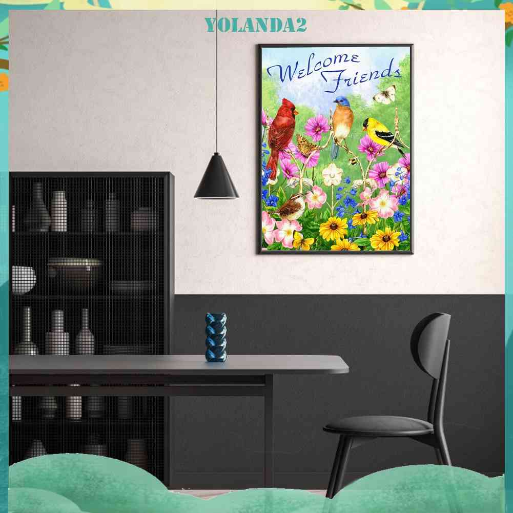 Bộ Tranh Đính Đá 5D Họa Tiết Hoa Và Chim Độc Đáo DIY Dùng Trang Trí Nhà Cửa