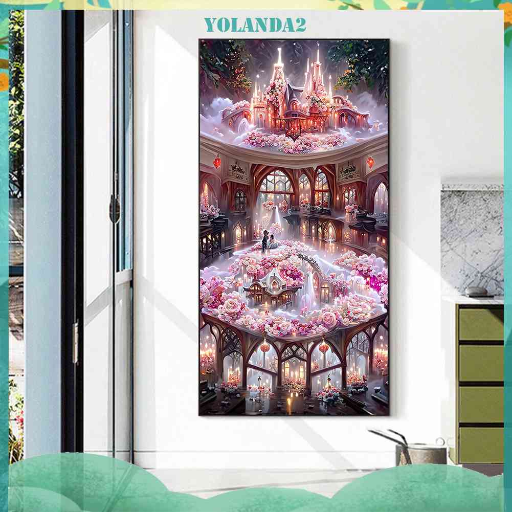 Bộ Tranh Đính Đá Tự Làm Toàn Diện Họa Tiết Hoa Hồng Dùng Trang Trí Phòng