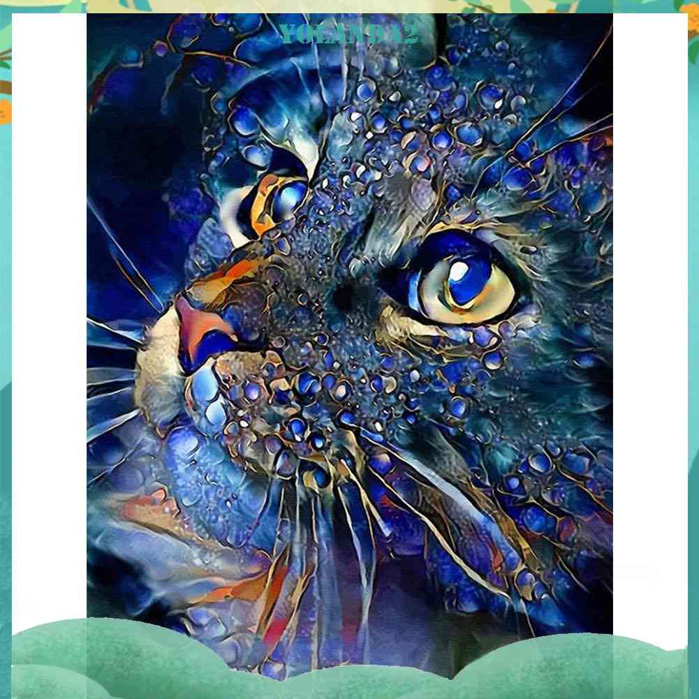 Bộ Tranh Đính Đá 5D Toàn Diện Họa Tiết Chú Mèo L.Roche Độc Đáo DIY