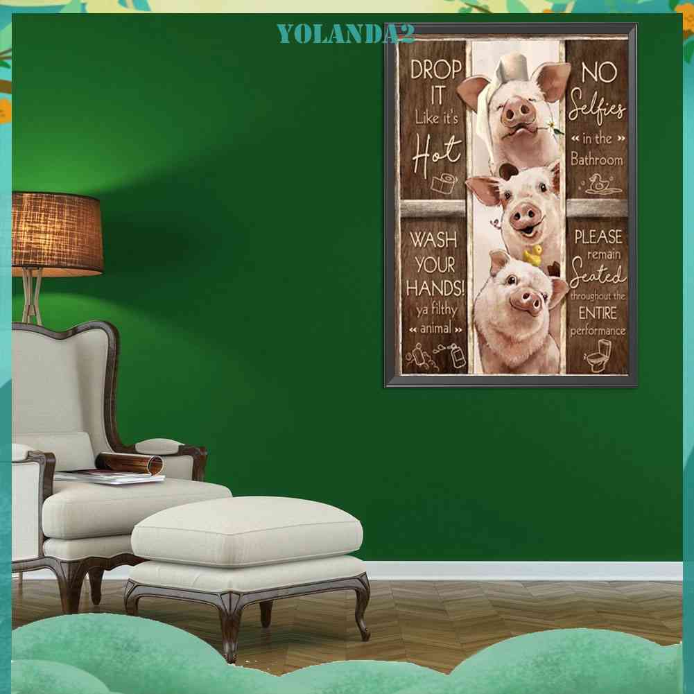 Tranh Đính Đá Kim Cương Toàn Bộ 5D DIY Hình Ba Chú Heo