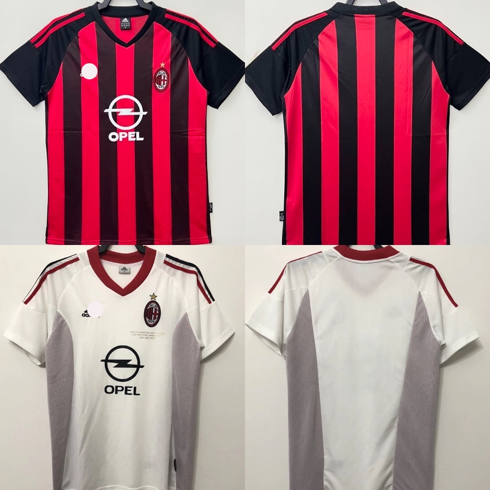 Áo Thun Đá Banh Tay Ngắn Phong Cách Retro 2002 AC milan