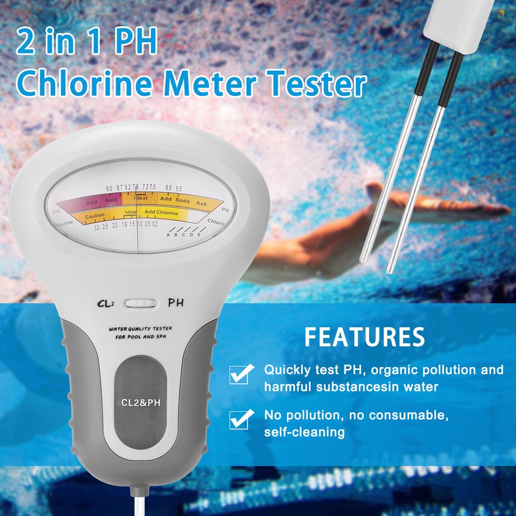 Thiết Bị Kiểm Tra Chất Lượng Nước PH Chlorine CL2 Cho Bể Cá 2 Trong 1