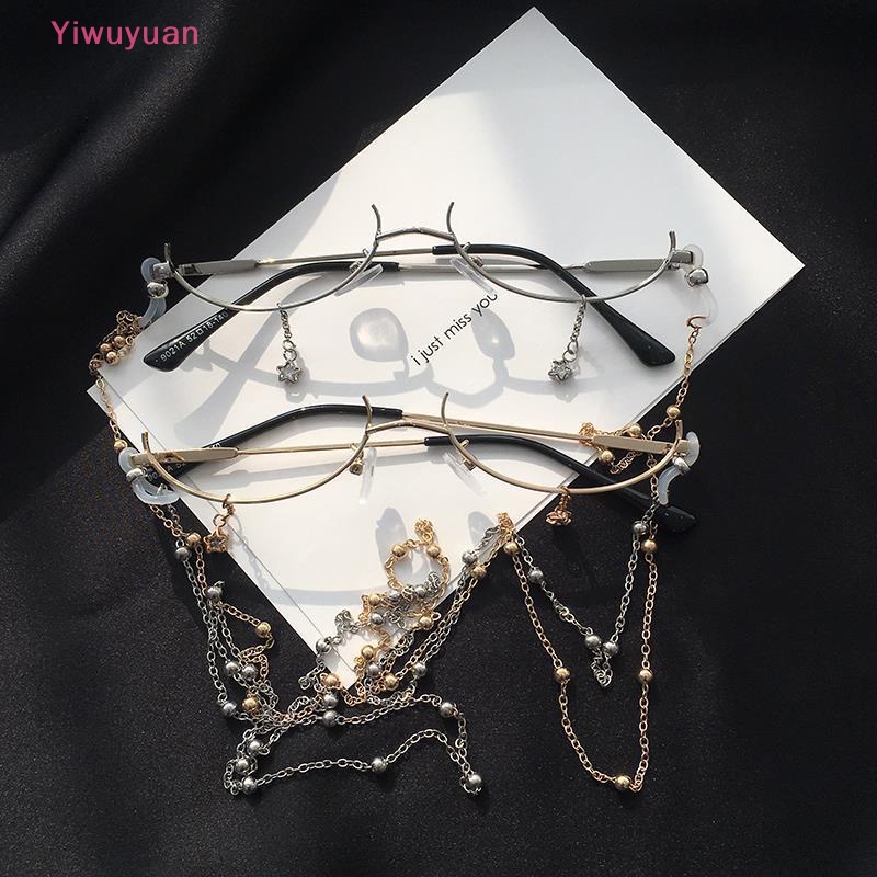 < Yiwuyuan > Kính Mát Nửa Gọng Không Gọng Hình Giọt Nước Dễ Thương Trang Trí Cho Nữ