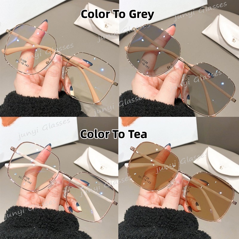 Kính Mát Gọng Vuông Lớn Chống Tia UV Ánh Sáng Xanh Chống Bức Xạ Bằng Kim Loại Cho Nam Và Nữ