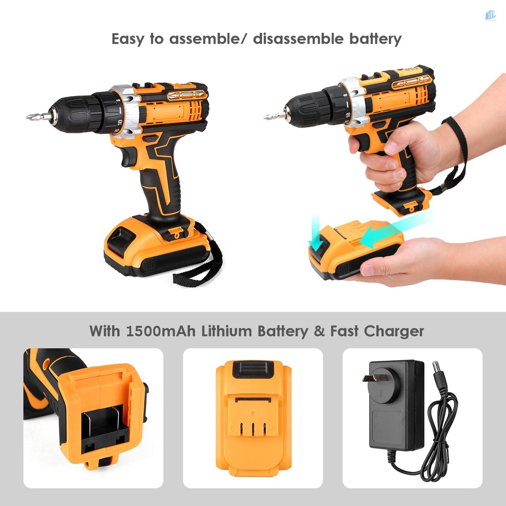 Máy Khoan Điện Cầm Tay Không Dây 21V s2mwvn Có Đèn LED Điều Chỉnh Tốc Độ 3 / 8 Inch Kèm Tua Vít 2 Chế Độ Xoay 36Nm Max