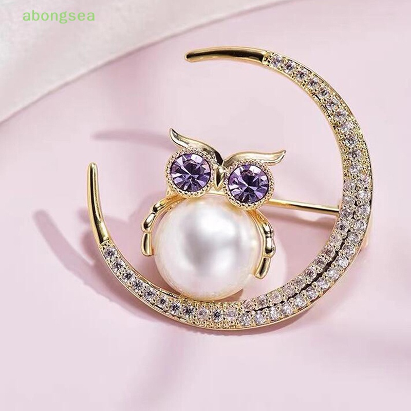 Trâm Cài Áo Hình Cú Mèo Mặt Trăng Nhỏ Xinh Thời Trang Dễ Phối Đồ Cho Nữ