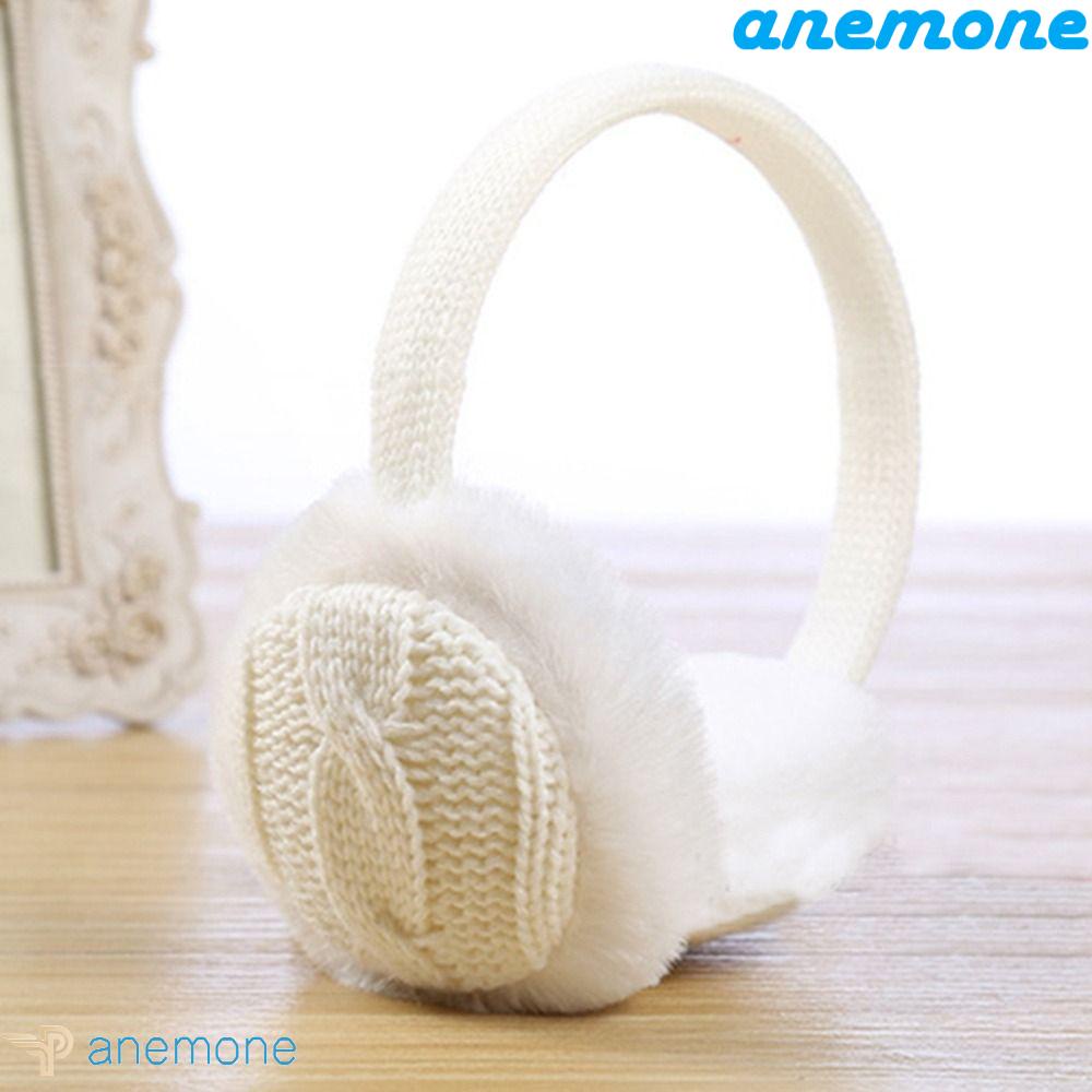 Anemone Vỏ Bọc Tai Nghe Giữ Ấm Tai Bằng Vải Len Dệt Kim Dày Dặn Màu Trơn Dễ Thương Dành Cho Nam Nữ Khi Lái Xe