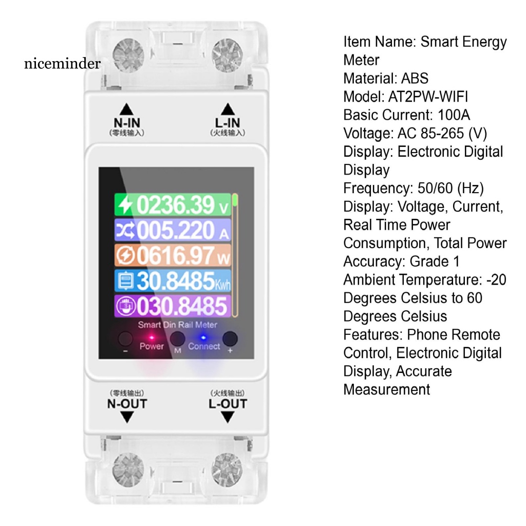 Thiết Bị Đo Năng Lượng Điện Tử NC 100A Chống Nhiễu Bảo Vệ Màn Hình Kỹ Thuật Số