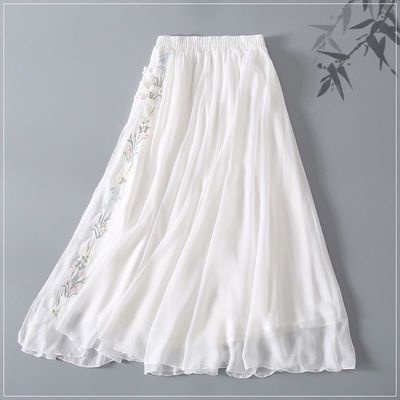 Xia Hanfu nữ cổ tích váy thêu hoa tấm khóa váy voan văn học cổ điển váy dài trung bình đầm váy