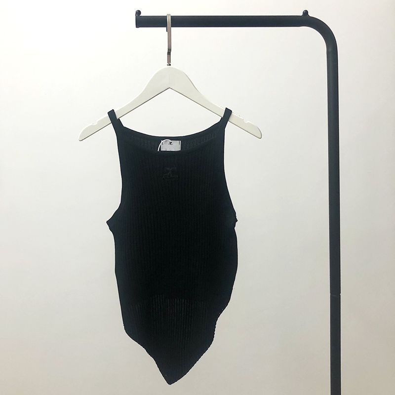 Courreges jennie Sun Yi Yu Shuxin same style irregular knitted vest sweet and spicy straps