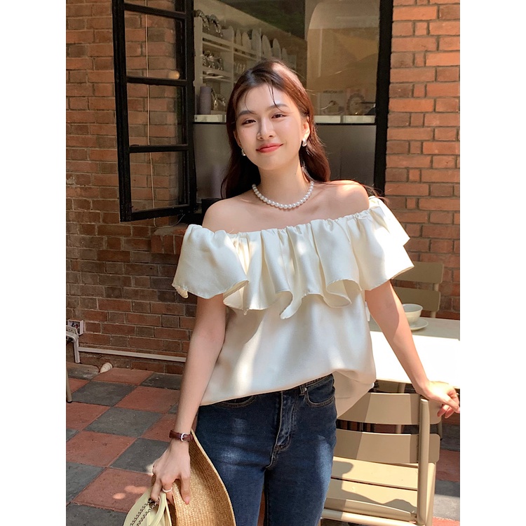 Áo Sơ Mi Trễ Vai Dáng Rộng Thời Trang Mùa Hè Ngọt Ngào