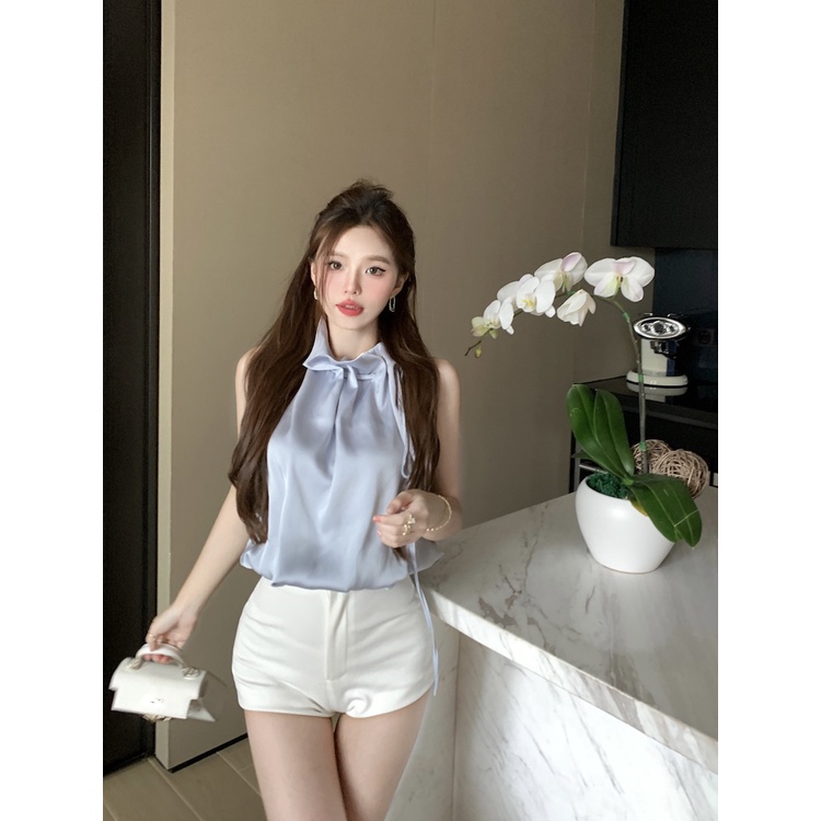 SUXI Áo Sơ Mi Không Tay Dáng Ôm Màu Sắc Thời Trang Mùa Hè Dành Cho Nữ