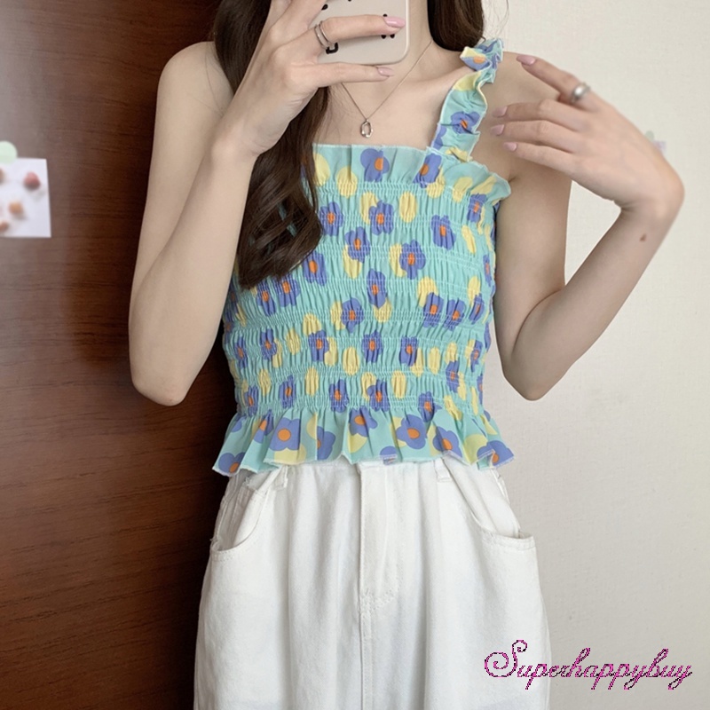 Áo Ống Ngắn In Họa Tiết Hoa Thoải Mái Thời Trang Cho Nữ