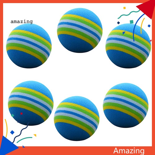 Set 6 Quả Bóng Golf Bằng Xốp Họa Tiết Kẻ Sọc Dùng Luyện Tập Trong Nhà