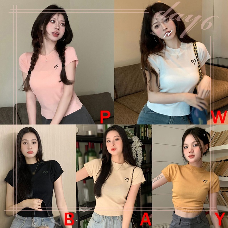 Áo Thun Tay Ngắn Cổ Lọ Thời Trang Mùa Hè Phong Cách Hàn Quốc Cho Nữ