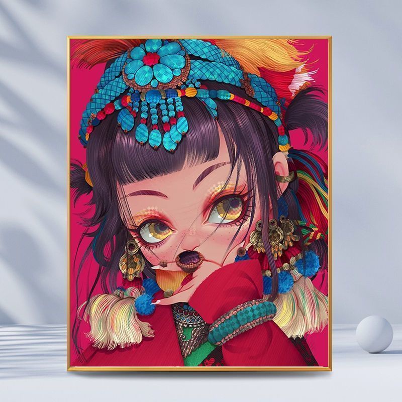 Mozii Mozii ✨Tranh Sơn Dầu Trang Trí Hình Cô Gái Và Hoa