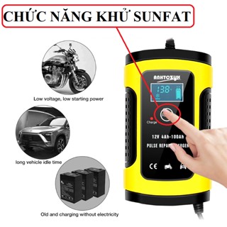  Sạc bình ắc quy 12V 100AH ANHTCZYX cho ô tô xe máy DÒNG SẠC NHANH 6A CÓ QUẠT TẢN NHIỆT kèm chức năng khử sunfat tự ngắt 