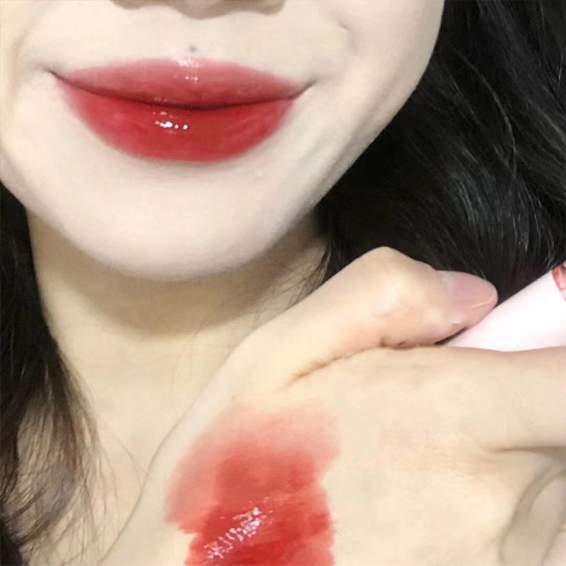 Son Bóng Dạng Lỏng Màu Hồng Cherry Pha Lê Trong Suốt Chống Nước Lâu Trôi