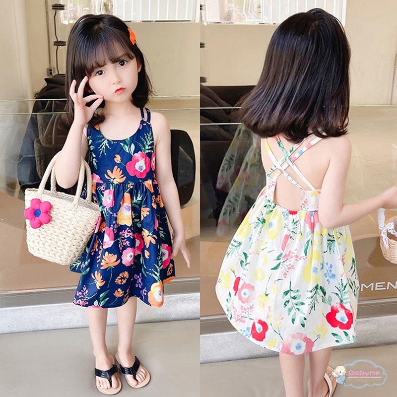 Đầm Không Tay In Hoa Phong Cách Hàn Quốc Thân Thiện Với Da Cho Bé Gái