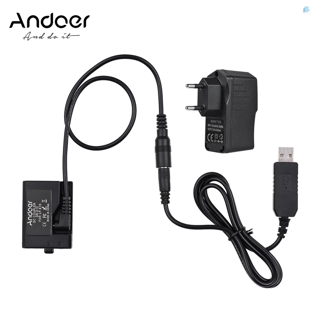 Đầu Nối Pin Andoer ACK-E10 5V USB DC Thay Thế Cho LP-E10 / Kiss X70 / 1100D / 1200D
