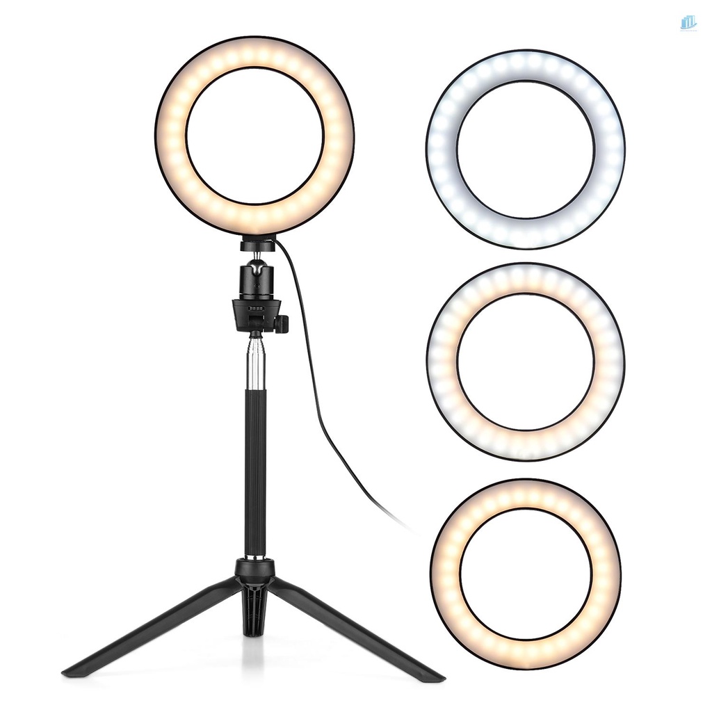 Vòng Đèn LED Tròn Mini 6 Inch Mini 3 Chế Độ Điều Chỉnh Được Sạc USB Kèm Giá Đỡ Ba Chân Thu Gọn Được Dành Cho Chụp Ảnh Selfie