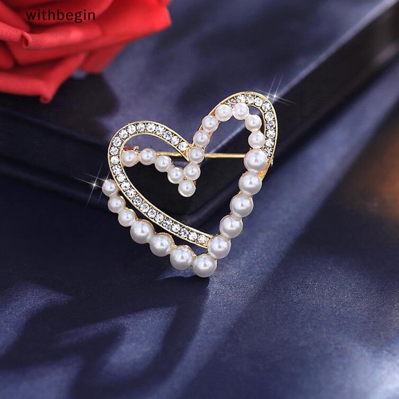 Ghim Cài Áo Hình Trái Tim Đính Pha Lê / Ngọc Trai Thời Trang