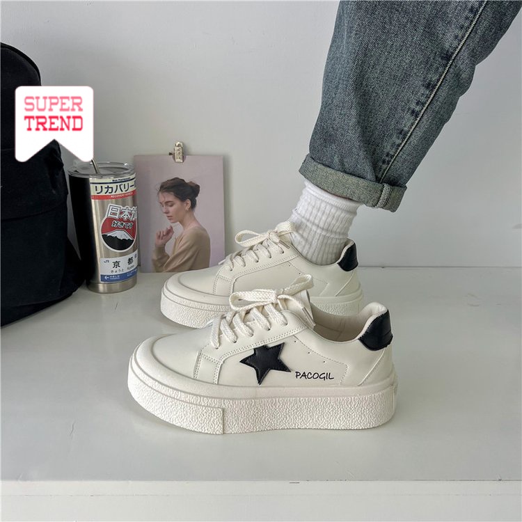 Giày Thể Thao Bằng PU Mũi Tròn 4CM Cột Dây Chéo Trọng Lượng Nhẹ Thoáng Khí Thời Trang Mùa Hè