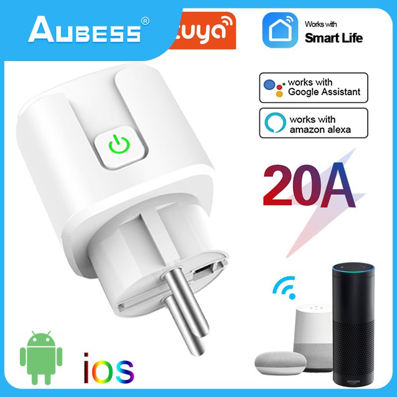 20A Aubess Ổ Cắm Thông Minh Tuya Không Cổng Ổ Cắm Wifi Khiển Từ Xa Vỏ Máy Tính Thông Minh Tại Nhà Ổ Cắm Thông Minh Khiển Ứng Dụng Bằng Giọng Nói