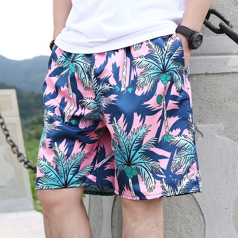 Quần Short Đi Biển Dáng Rộng In Họa Tiết Hoa Nhanh Khô Phong Cách Thể Thao Cho Nam AC0282