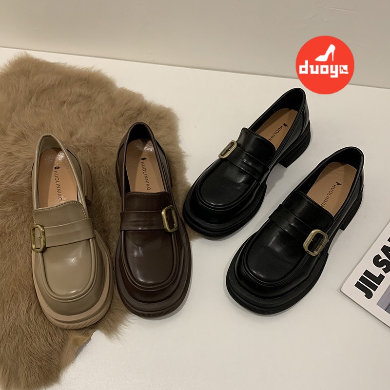 Duoya Giày Lười Đế Dày Bằng Da Mỏng Phong Cách Anh Quốc Cổ Điển Thời Trang Xuân Hè 2022 Cho Nữ