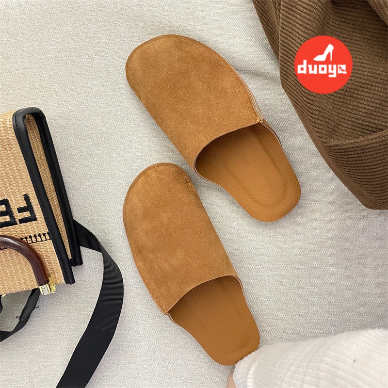 Duoya Dép Suông Thẳng ~ [Hàng Có Sẵn] Dép Da Thật Mềm Mại Mang Ngoài Trời Mùa Xuân Hè Cho Nữ Miễn Phí Vận Chuyển