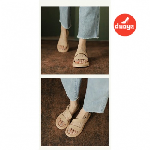 Tóc Thẳng Của Nhà Máy Duoya ~ [Hàng Có Sẵn] Bước Lên Shit ~ Siêu Mềm!Giày Sandal Đế Mềm Phẳng Hở Ngón Thoải Mái Phong Cách Roman Cho Nữ