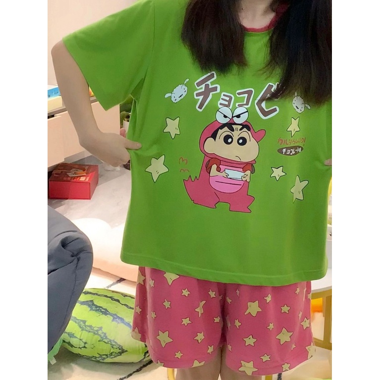 Bộ Đồ Ngủ Ngắn Tay In Họa Tiết Hoạt Hình Xinh Xắn Theo Phong Cách Mùa Hè Dành Cho Nữ Dưới 150.00kg
