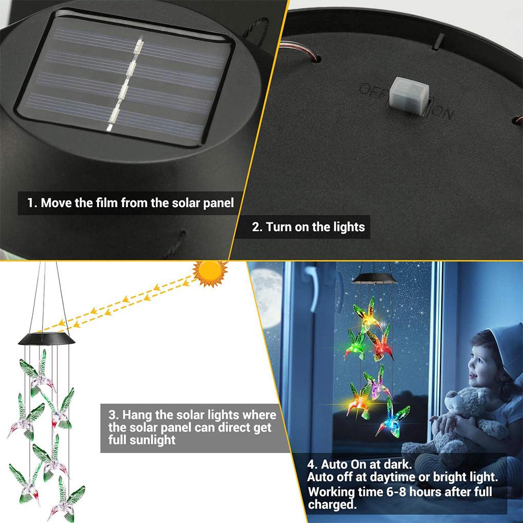 Đèn LED Treo Trang Trí Hình Chuông Gió Thay Đổi Màu Sắc Sử Dụng Năng Lượng Mặt Trời Loại 3