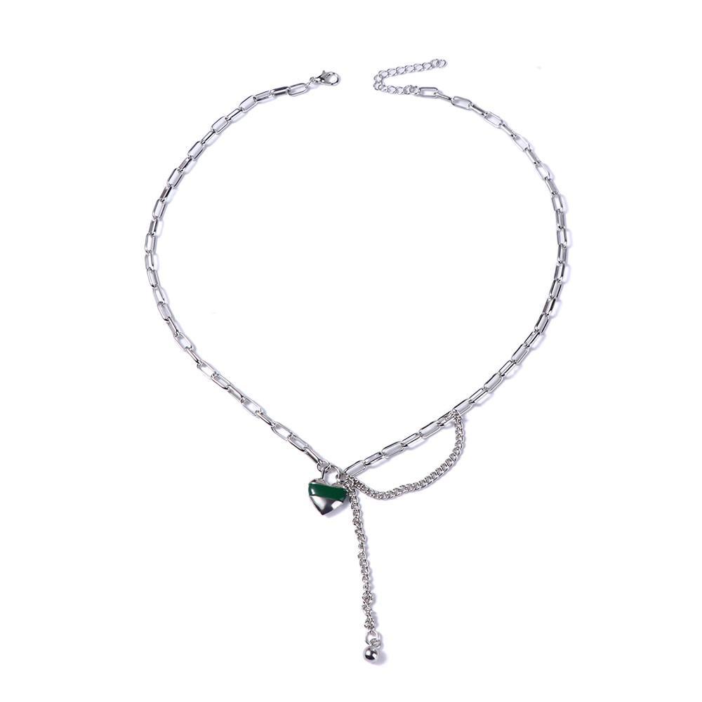 Vòng cổ Hợp Kim Hình Trái Tim Đơn Giản Sáng Tạo Phong Cách Hip Hop Hàn Quốc Cho Nữ